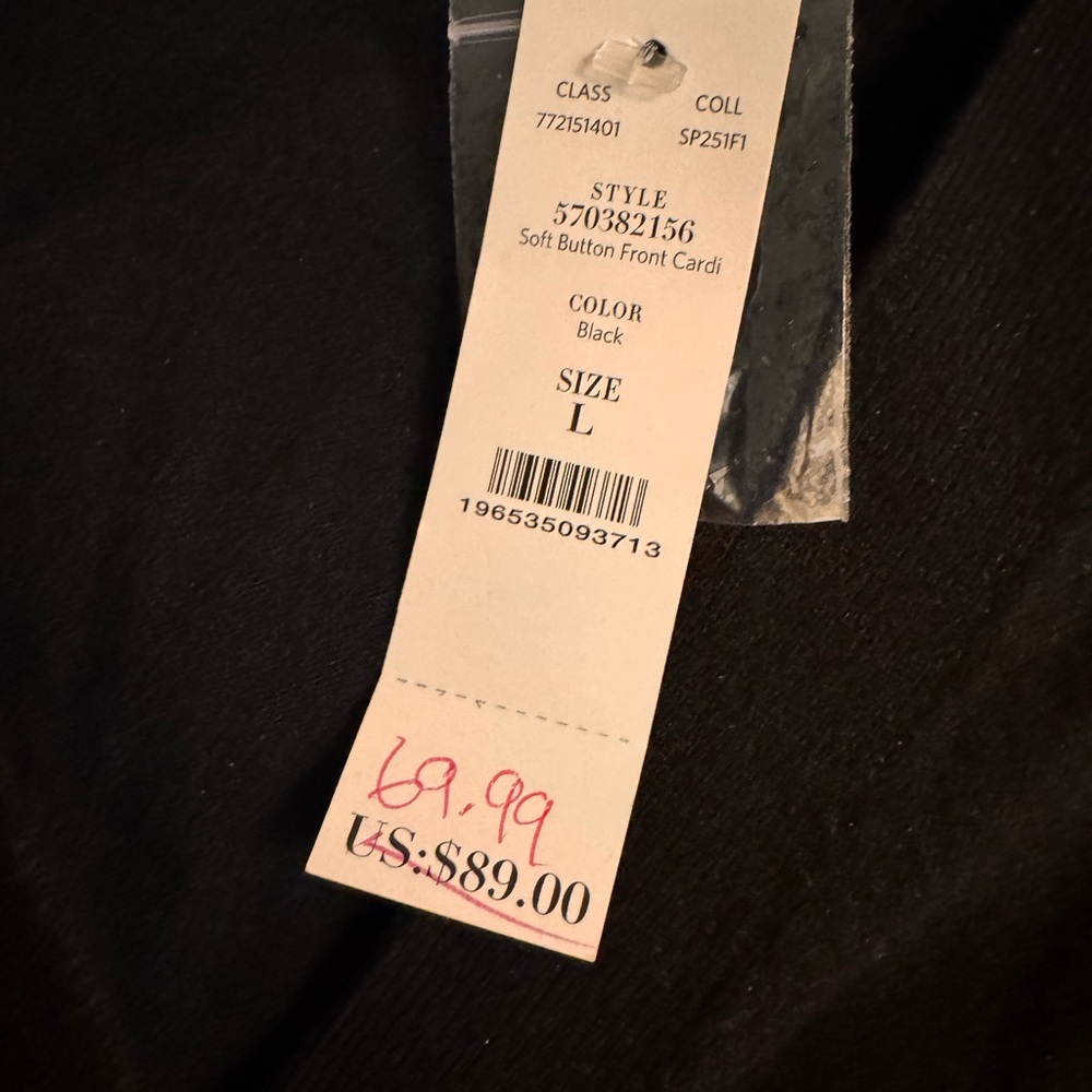 WHITE HOUSE BLACK MARKET black cardigan crop long sleeve sweater. SIZE L. - Picture 5 of 5